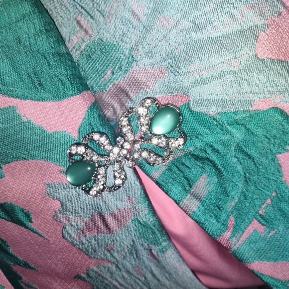 Elegant Dress/Coat set Quality Jacquard style print with a subtle sheen. Size 12 - Picture 3 of 11